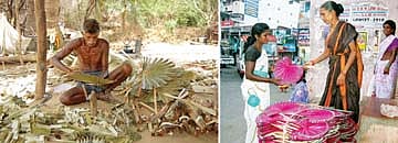 மும்முரமான விற்பனையில் பனை ஓலை விசிறிகள்