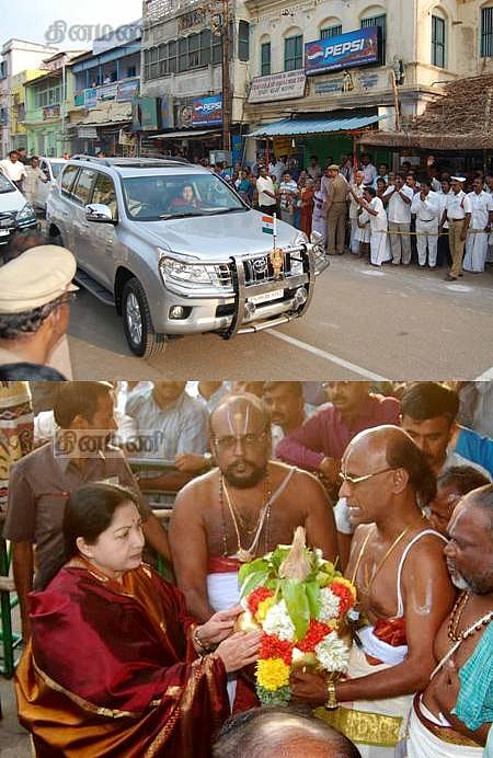 திருவரங்கம் பெரிய கோவிலில் ஜெயலலிதாவுக்கு பூரணகும்ப மரியாதை