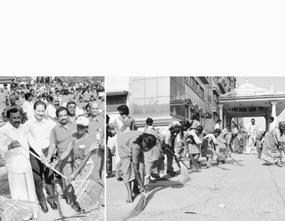 அரசு மருத்துவமனைகளில் சுத்தப்படுத்தும் பணி