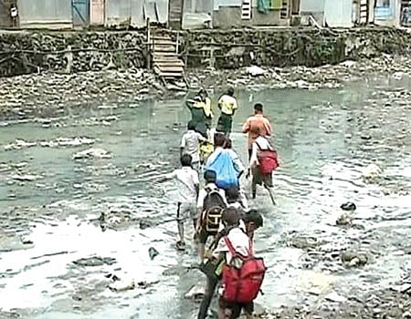 பாலம் கட்டிக் கொடுத்த பள்ளி மாணவர்!