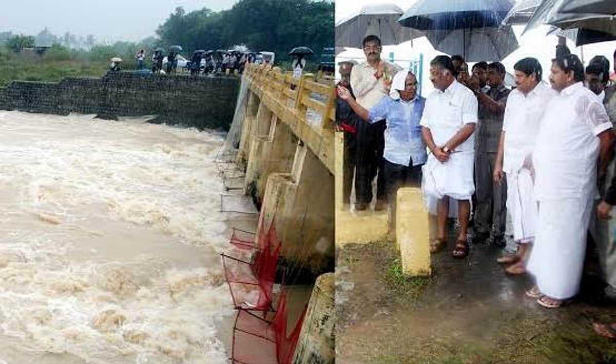 பெருமாள் ஏரிப் பகுதி கரை உடைப்புகள் சரிசெய்யும் பணி: ஓ.பன்னீர்செல்வம் ஆய்வு