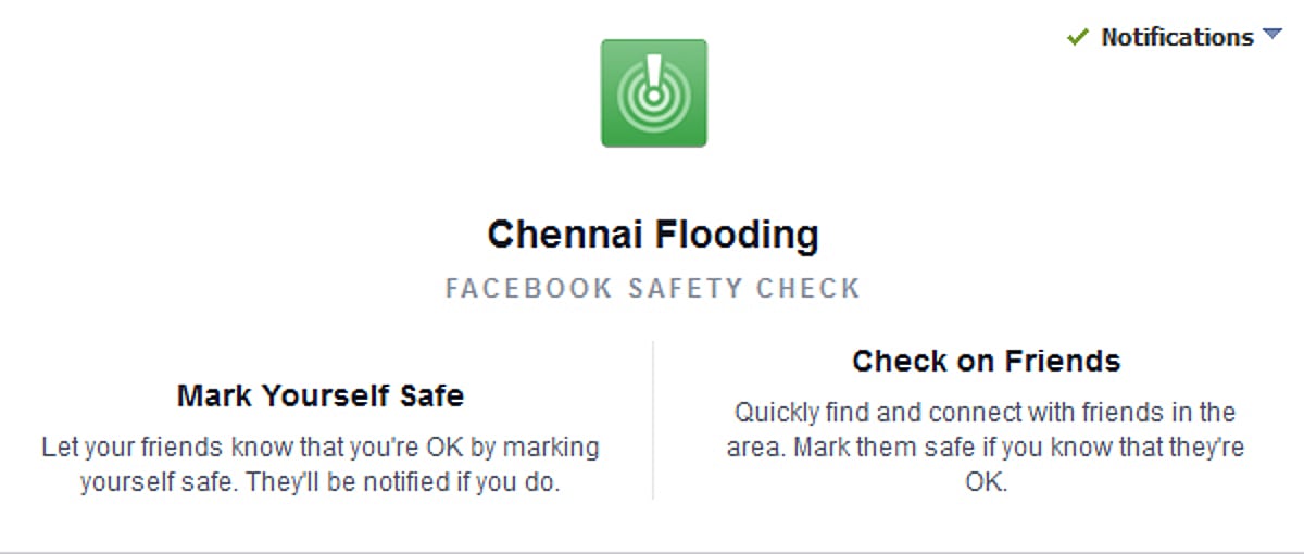 சென்னை மழை: `பாதுகாப்பாக இருக்கிறேன்' வசதியை அறிமுகம் செய்தது பேஸ்புக்