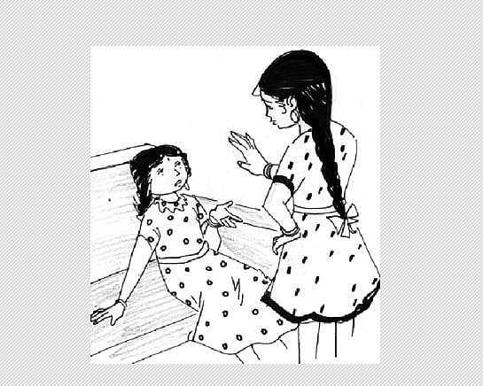 குழந்தை ஒரு கண்ணாடி