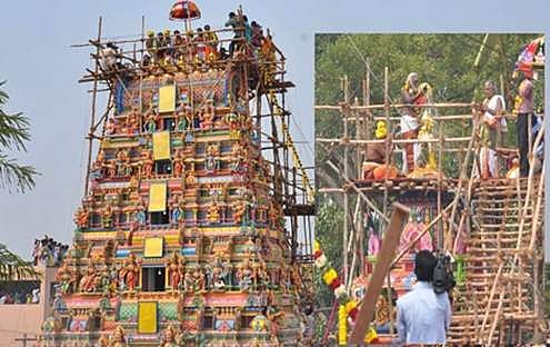 காரைக்குடி மீனாட்சிபுரம் முத்துமாரியம்மன் கோயிலில் கும்பாபிஷேக விழா கோலாகலம்