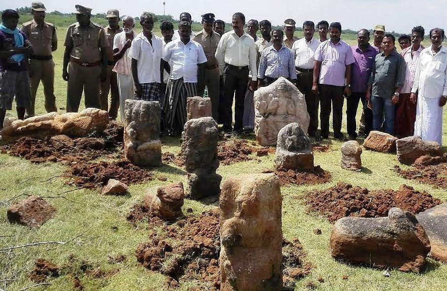 புதுக்கோட்டை மாவட்டம் அன்னவாசல் அருகே விசலூரில் கிபி 10- ம் நூற்றாண்டை சேந்த கற்சிற்பங்கள் கண்டுபிடிப்பு