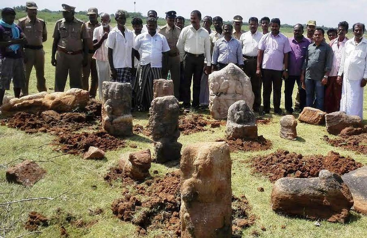 புதுக்கோட்டை மாவட்டம் அன்னவாசல் அருகே விசலூரில் கிபி 10- ம் நூற்றாண்டை சேந்த கற்சிற்பங்கள் கண்டுபிடிப்பு