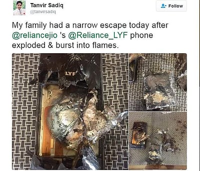 வெடித்து சிதறிய 'லைஃ'ப்' ஸ்மார்ட்போன் பேட்டரி: குழப்பத்தில் ரிலையன்ஸ்!