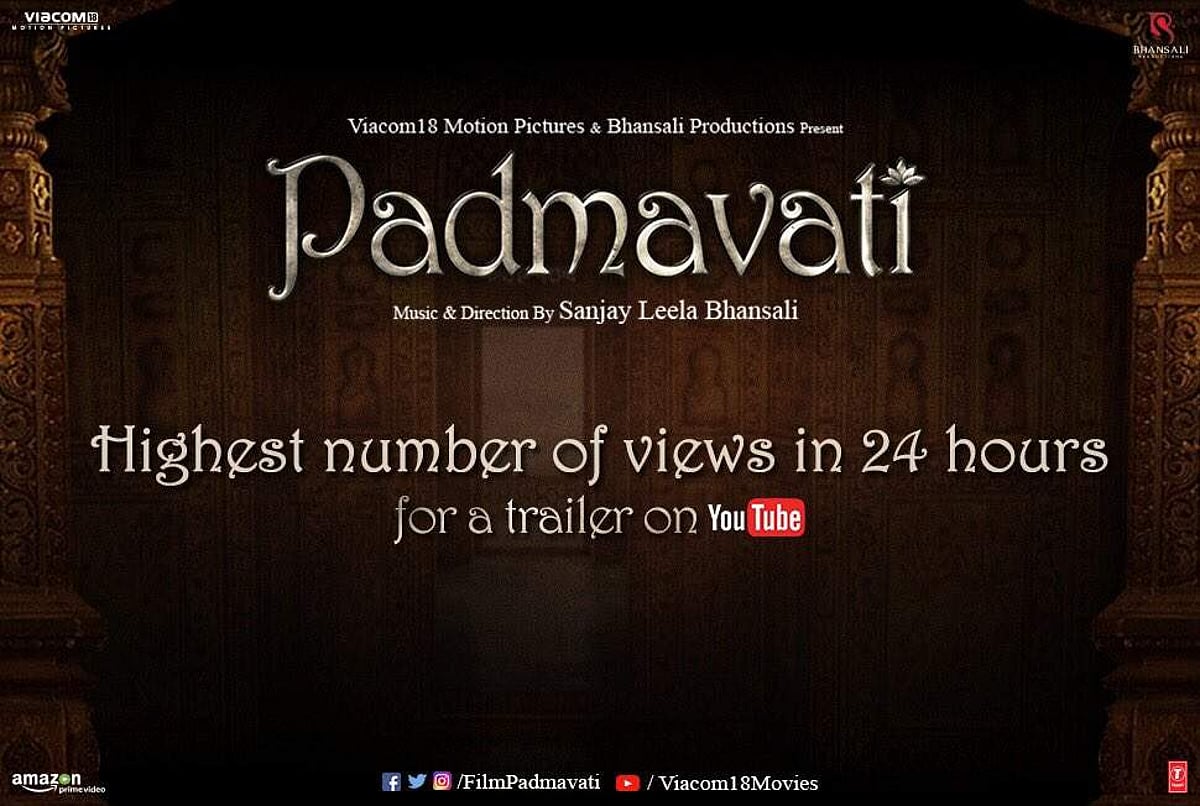 ஒன்றரை கோடி பார்வைகள்: பத்மாவதி டிரெய்லர் சாதனை!