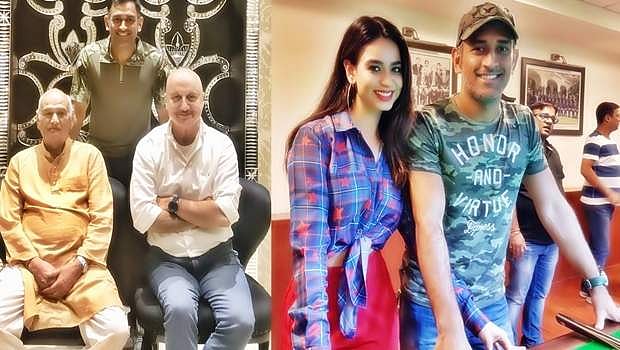 'ரியல்' தந்தையுடன் 'ரீல்' தந்தைக்கு விருந்தளித்த தோனி!