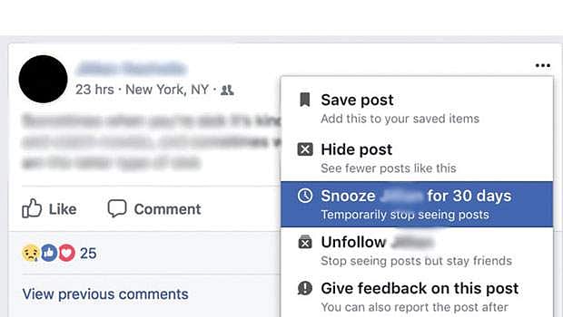 முகநூலில் புதிய "ஸ்னூஸ்' வசதி!