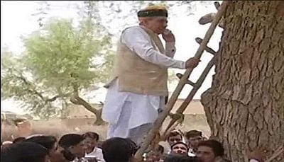 சிக்னல் கிடைக்காததால் மரத்தின் மீது ஏறினார் மத்திய இணை அமைச்சர் அர்ஜூன் மேக்வால்