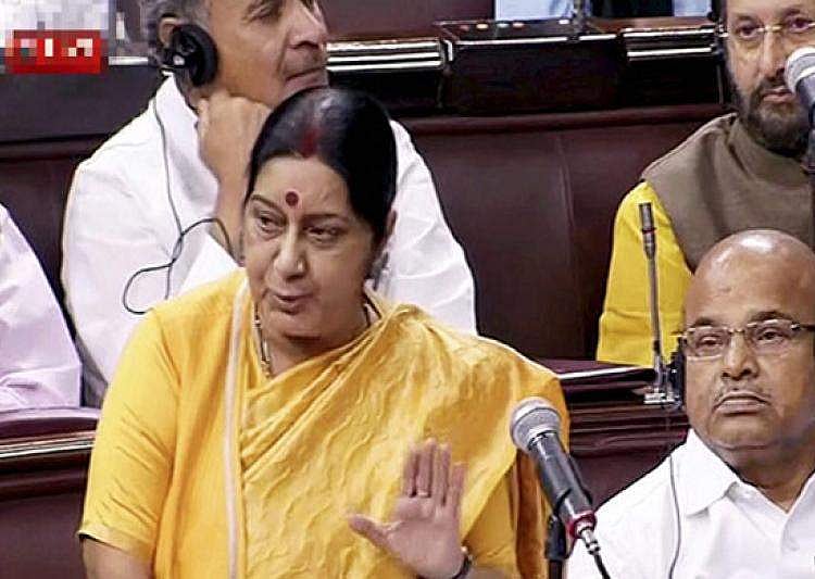 பாகிஸ்தான் மனிதாபிமானமற்றது: குல்பூஷண் சந்திப்பு குறித்து நாடாளுமன்றத்தில் சுஷ்மா விளாசல்