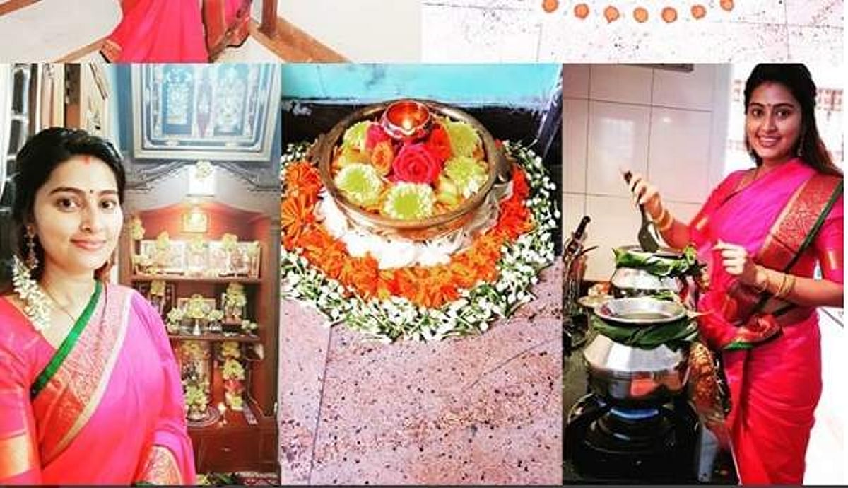 பொங்கல் பண்டிகையைக் கொண்டாடிய நடிகை சிநேகா!