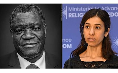 ஈராக், காங்கோ நாடுகளைச் சேர்ந்த மனித உரிமை ஆர்வலர்களுக்கு அமைதிக்கான நோபல் பரிசு 