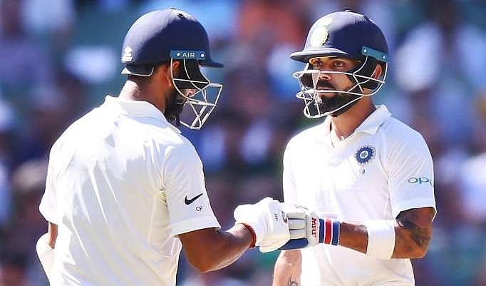 புஜாரா 68*, மயங்க் அகர்வால் 76 ரன்கள்: முதல் நாளன்று இந்தியா 215/2