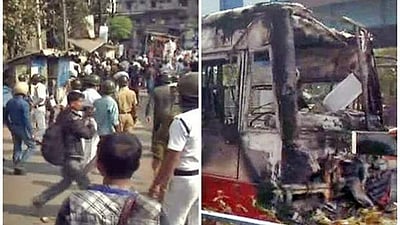 பேருந்து மோதி 2 பேர் சாவு: கொல்கத்தாவில் வன்முறை, 5 பேருந்துகளுக்கு தீவைப்பு