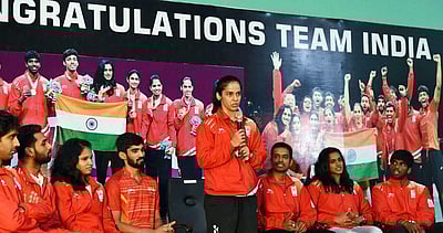 வீரர் - வீராங்கனைகளுக்கு உற்சாக வரவேற்பு