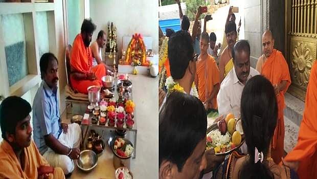 தொடங்கியது வாக்கு எண்ணிக்கை: தொடர் பூஜையில் கர்நாடக அரசியல் தலைவர்கள்!