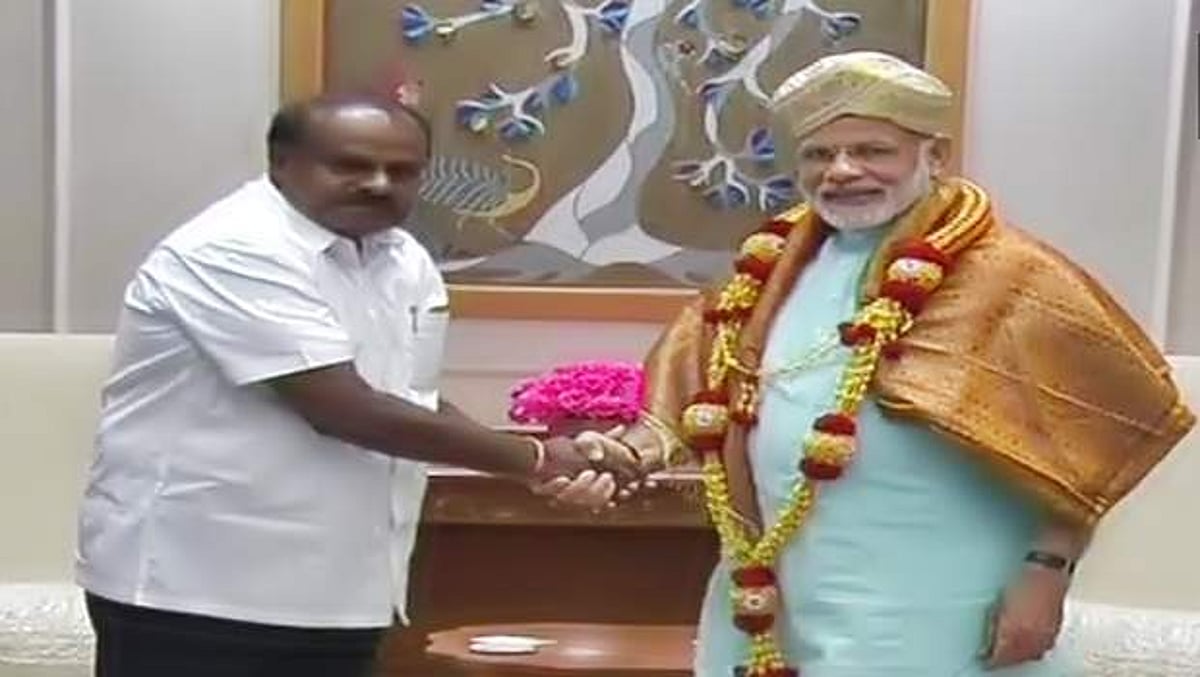 பிரதமர் நரேந்திர மோடி, கர்நாடக முதல்வர் குமாரசாமி சந்திப்பு