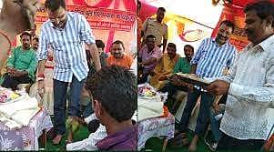 பாஜக எம்.பியின் காலைக் கழுவி அந்த நீரைக் குடித்த தொண்டர்: அதிர்ச்சி சம்பவம் (விடியோ) 