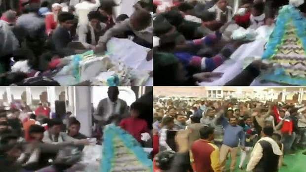 மாயாவதி பிறந்தநாள் விழாவில் களேபரம்: பிரித்துக்கொடுப்பதற்கு முன்பு பிரித்து மேயப்பட்ட கேக்- வைரலாகும் விடியோ