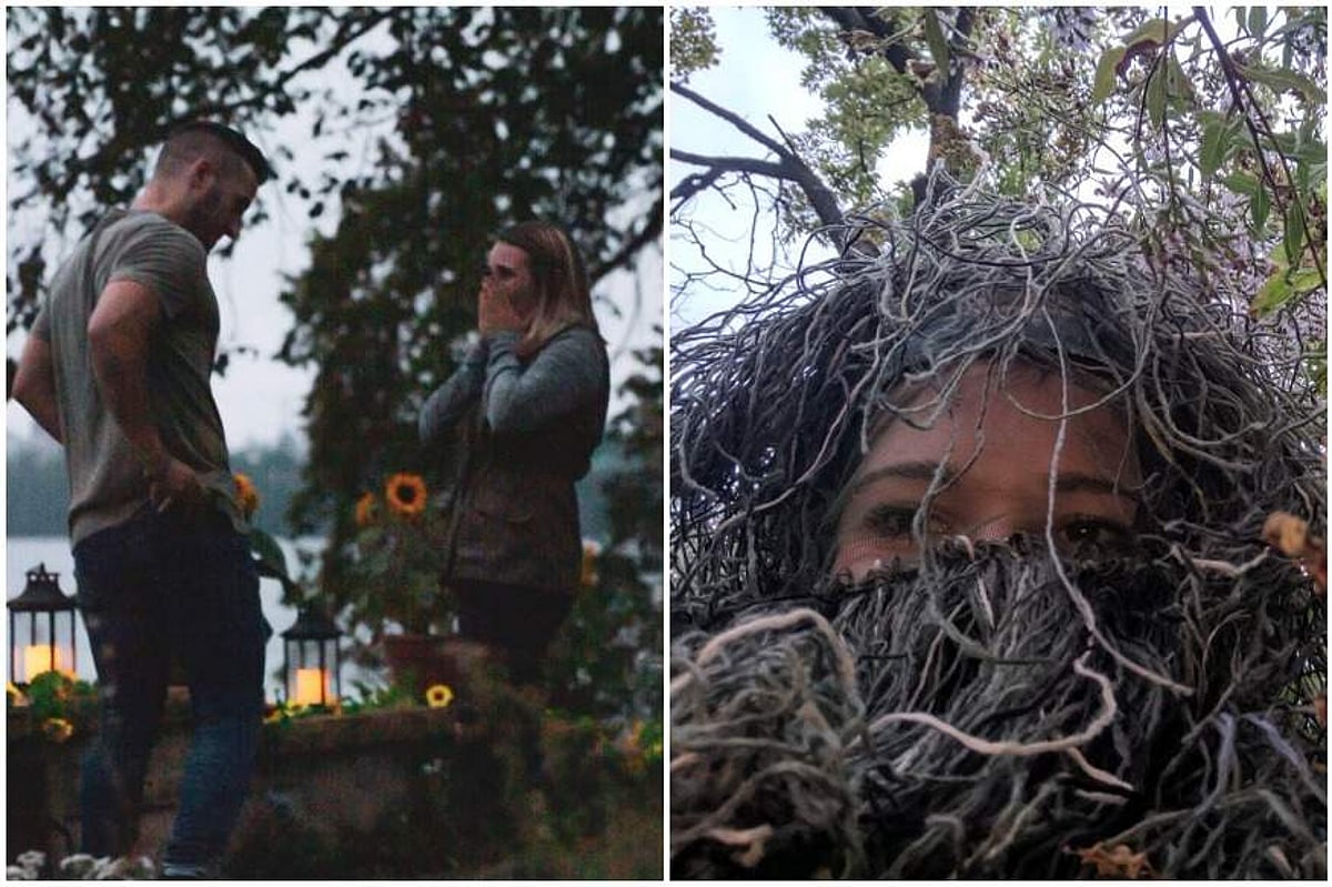 புதர் வேடமிட்டு சகோதரியின் திருமண புரப்போஸல் தருணத்தை கேமிராவில் சிறைபிடித்த தங்கை!