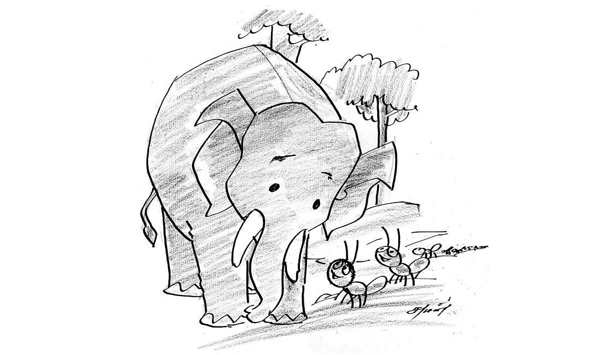 யானைக்கு உதவிய எறும்புகள்