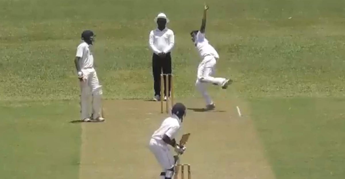 மலிங்கா போல பந்துவீசி கவனம் ஈர்த்துள்ள வேகப்பந்துவீச்சாளர்! (விடியோ)