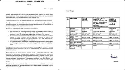 50 சதவீத சலுகையுடன் புதிய கட்டணம் விவரம்: ஜவஹர்லால் நேரு பல்கலை. வெளியீடு