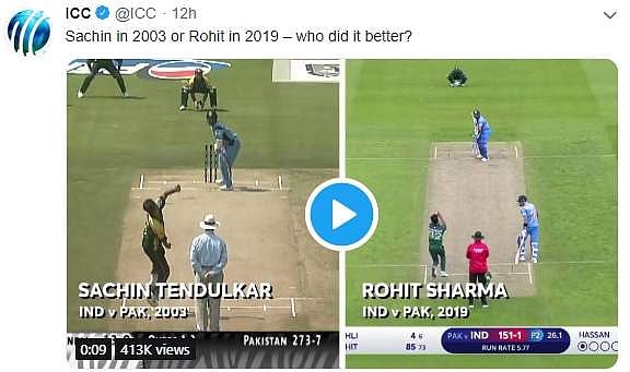 'அந்த சிக்ஸரில்' சச்சினைப் பிரதிபலித்த ரோஹித்: விடியோ வெளியிட்ட ஐசிசி