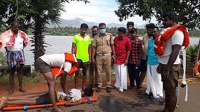 கடையநல்லூரில் தீயணைப்புத்துறையினர் பேரிடர் மீட்பு ஒத்திகை