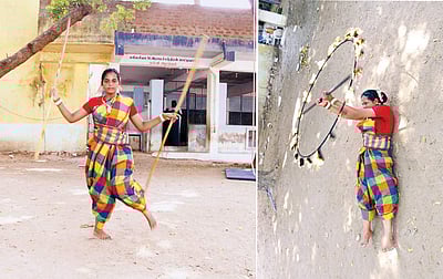 கலைகளை கற்றுத் தரும் மாணவி