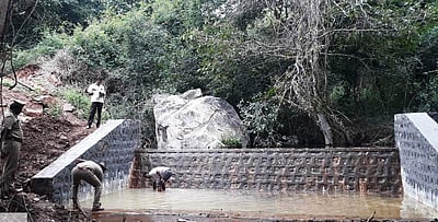 வனவிலங்குகளின் தாகம் தீர்க்க பெலாப்பாடி நீரோடையில் தடுப்பணை