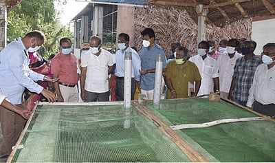 கல்லக்குடி பேரூராட்சி வளமீட்பு பூங்காவில் முன்மாதிரி மழை நீா் சேகரிப்பு திட்டம்