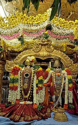 மாா்கழி மாதப் பிறப்பு: ஸ்ரீவில்லிபுத்தூா் ஆண்டாளுக்கு திருப்பாவை பட்டுப் புடவை சாற்றப்பட்டு சிறப்பு பூஜை