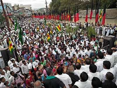நாமக்கல்லில் திமுக கூட்டணி கட்சியினர் ஆர்ப்பாட்டம்