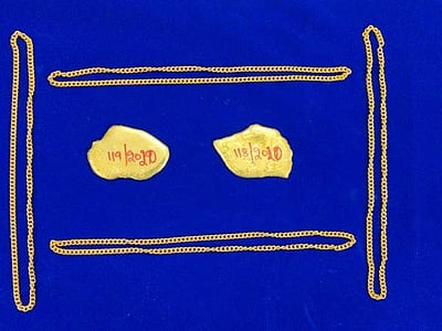 சென்னை விமானநிலையத்தில் ஒரு கிலோ தங்கம் பறிமுதல்