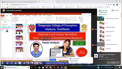 மதுரை தியாகராஜர் கல்லூரியில் தேசிய அளவிலான ஆன்லைன் பயிற்சிப்பட்டறை