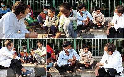 தில்லியில் புலம்பெயர் தொழிலாளர்களைச் சந்தித்த ராகுல்: ஊர் செல்ல வாகன ஏற்பாடு