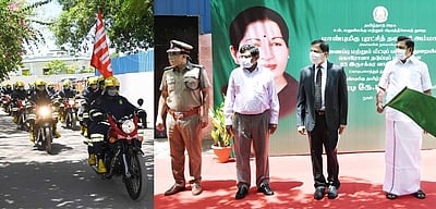 கிருமிநாசினி தெளிக்க இருசக்கர வாகனங்கள்: முதல்வர் தொடக்கி வைத்தார்