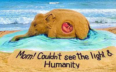 மீண்டும் மனிதநேயம் தோற்றுவிட்டது: யானையின் வலியை உணர்த்தும் சுதர்சன் பட்நாயக் மணற்சிற்பம்