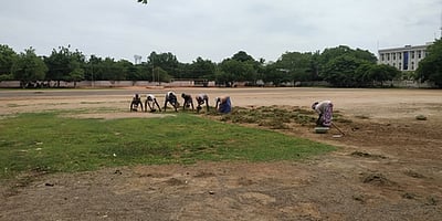 விழுப்புரத்தில் சுதந்திர தின விழாவுக்கு தயாராகும் மைதானம்