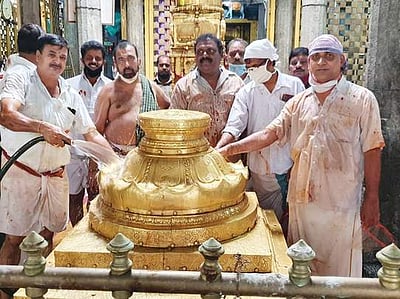 திருச்சானூா் கோயிலில் தூய்மைப் பணி