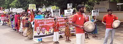 பொன்மலையில் தமிழ்த் தேசியப் பேரியக்கத்தினா் 3-ஆவது நாளாக மறியல்