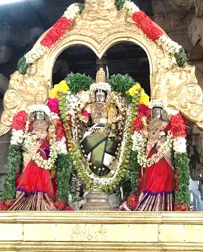 திருக்கோஷ்டியூரில் பெருமாள் தங்கப்பல்லக்கில் வீதி உலா