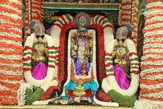 திருமலை பிரம்மோற்சவம்: சா்வபூபால வாகனத்தில் எழுந்தருளினாா் மலையப்பா்