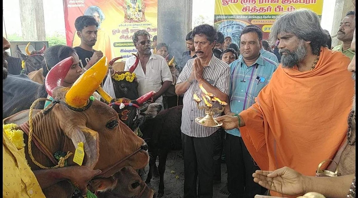 காஞ்சிபுரம் ராஜகுபேரன் கோயிலில் கோ பூஜை