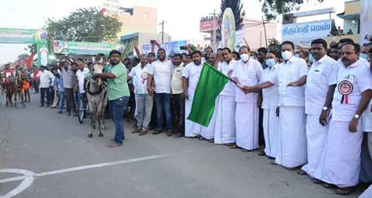 கரூரில் ரேக்ளா பந்தயம்: கோவை குதிரைகளுக்குப் பரிசு