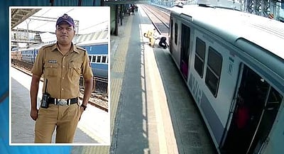 ரயில் மோதுவதில் இருந்து நூலிழையில் தப்பிய முதியவர்(விடியோ)