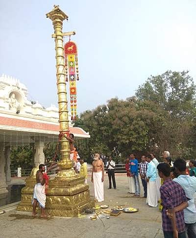 ராணிப்பேட்டை சிப்காட் ஸ்ரீ நவசபரி ஐயப்பன் கோவில் 10-ம் ஆண்டு விழா கொடியேற்றத்துடன் தொடக்கம்